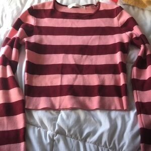 Chic Pink and Burgundy Striped Top